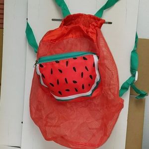 Foldable watermelon tote bag backpack